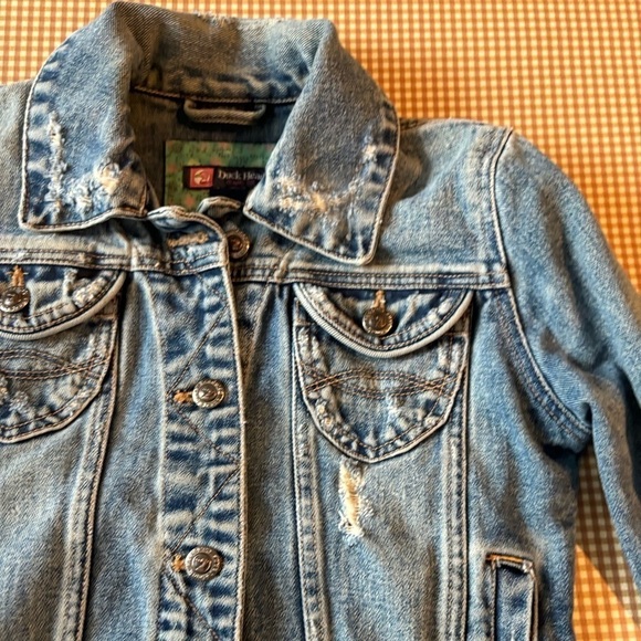 Duck Head women’s Jean Jacket trucker distressed denim. Size Small.Pockets - Picture 6 of 11